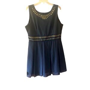 Davina Studded Little Black Dress, Size XL